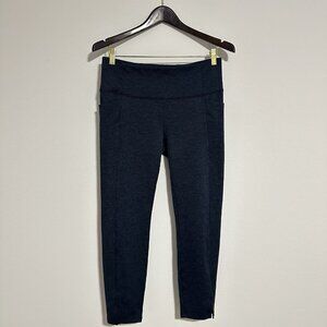 Athleta Women’s Herringbone Mercer Blue Leggings Side Pocket Size Medium Gym